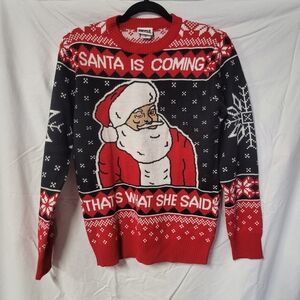 Men's Red and Black Santa Sweater